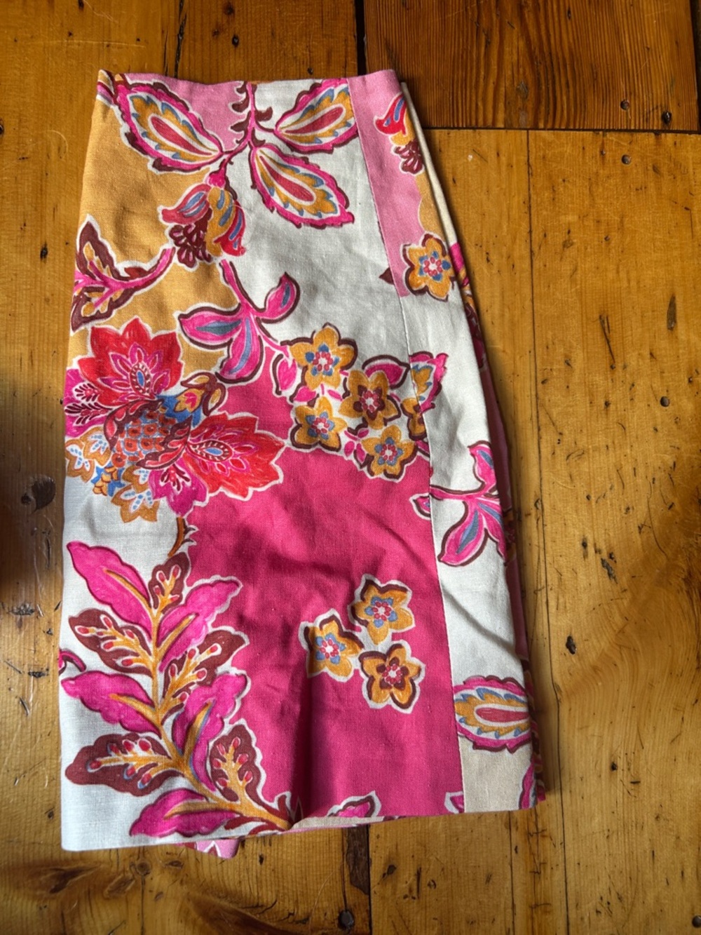 Floral Print Pink & Cream Pencil Skirt